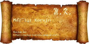 Mályi Korvin névjegykártya
